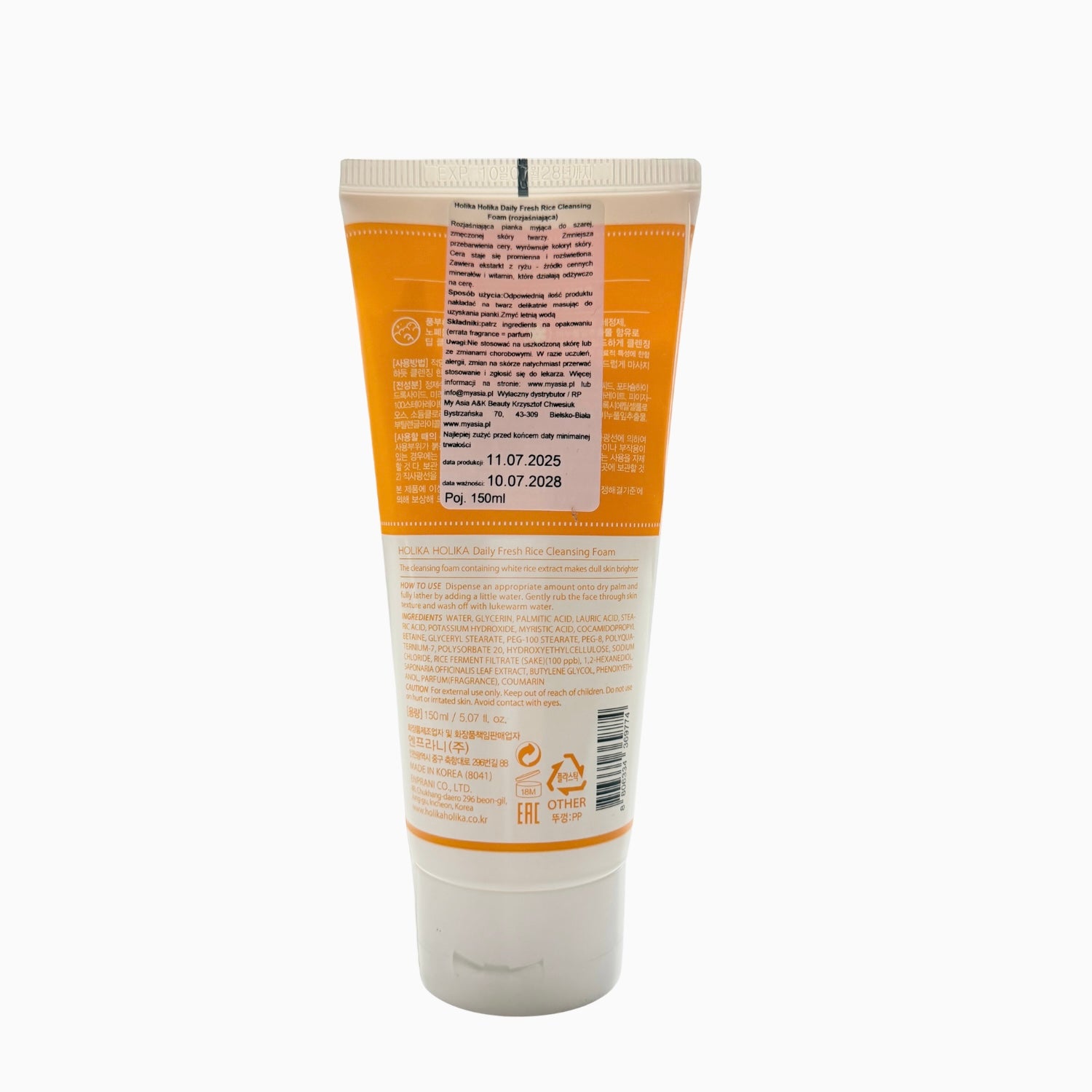 Holika Holika Daily Fresh Rice Reinigungsschaum Rückseite