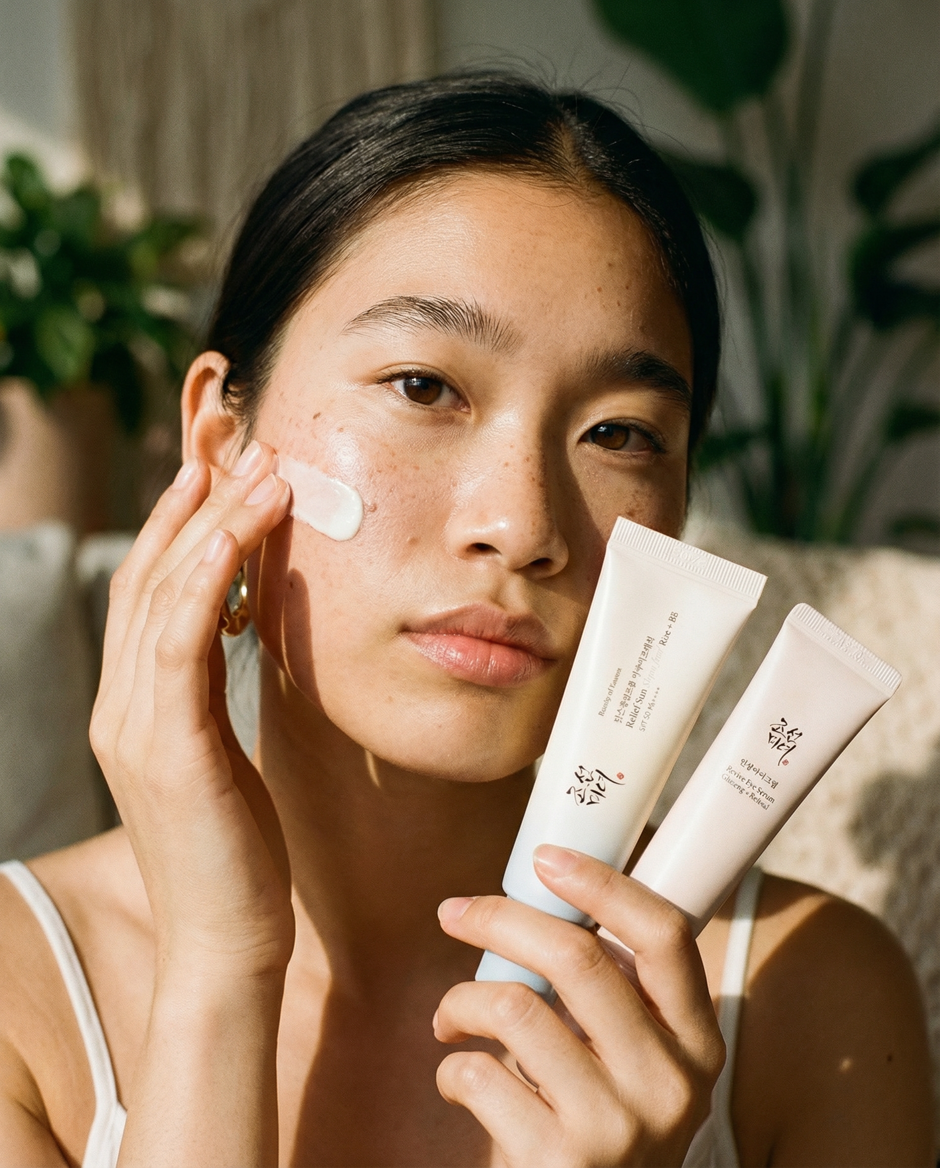 Glow Skin Duo Set Gesichtscreme und Augenserum Anwendung im Gesicht