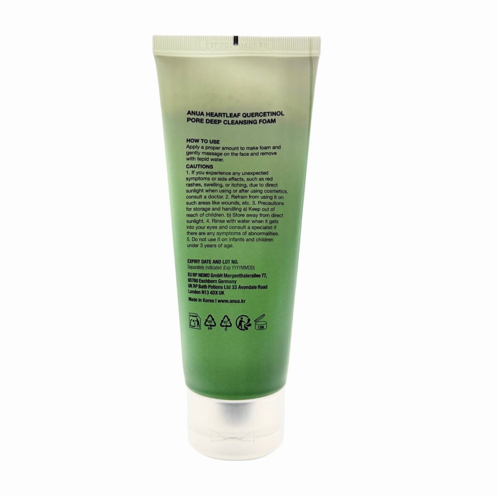 ANUA Heartleaf Quercetinol Pore Deep Cleansing Foam Rückseite
