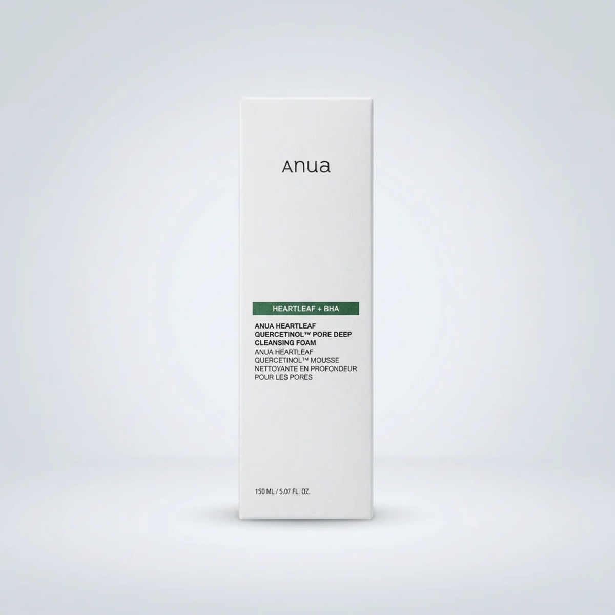 ANUA Heartleaf Quercetinol Pore Deep Cleansing Foam 150 ml, Vorderseite der Verpackung
