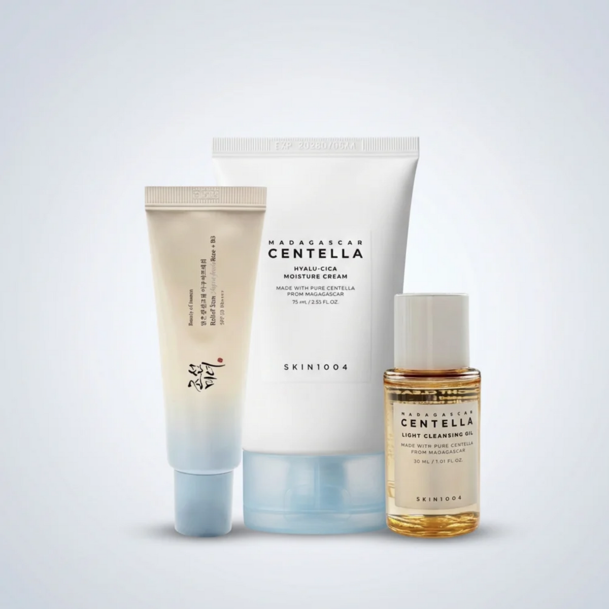 Carelune Skincare-Starterset mit SKIN1004 Light Cleansing Oil, SKIN1004 Hyalu-Cica Moisture Cream und Beauty of Joseon Relief Sun Aqua Fresh