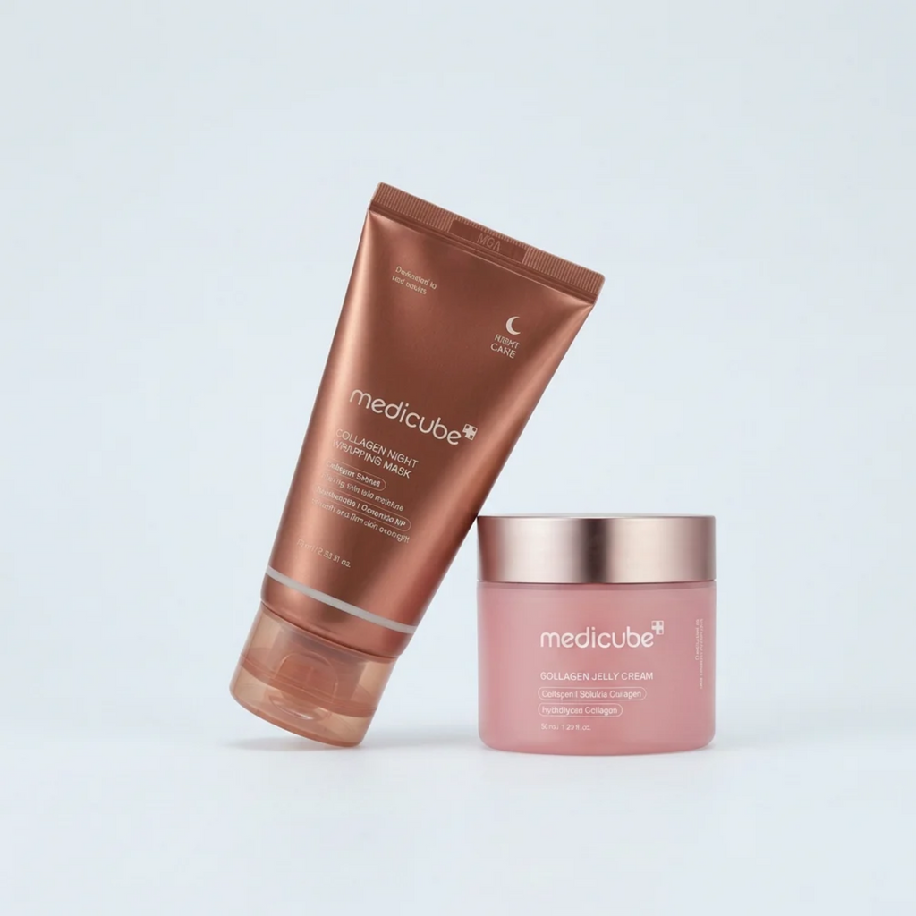 Medicube Collagen Set 2-teilig: Gel-Creme für den Tag und Nachtmaske für den Abend