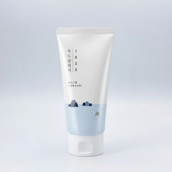 ROUND LAB 1025 Dokdo Cleanser, milder Reinigungsschaum 150 ml, Tube mit Verpackung