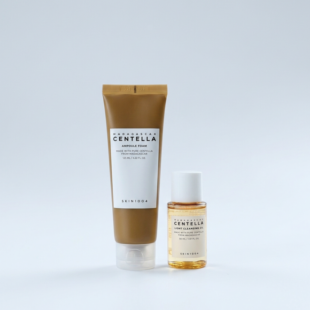 SKIN1004 Double Cleansing Set mit Madagascar Centella Light Cleansing Oil 30 ml und Ampoule Foam 125 ml